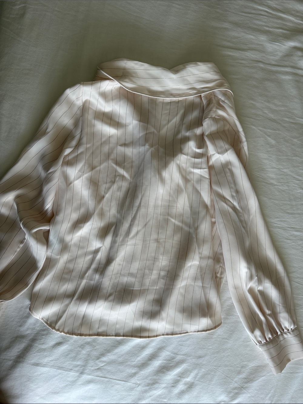 Zara Cream Satin Pinstripe Blouse - Picture 6 of 8